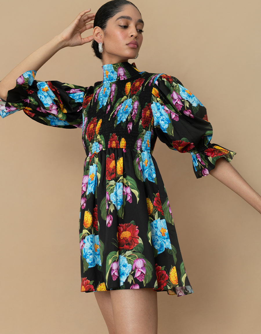 Catri Cotton Mini Dress Winter Rose Navy SALE de Nor