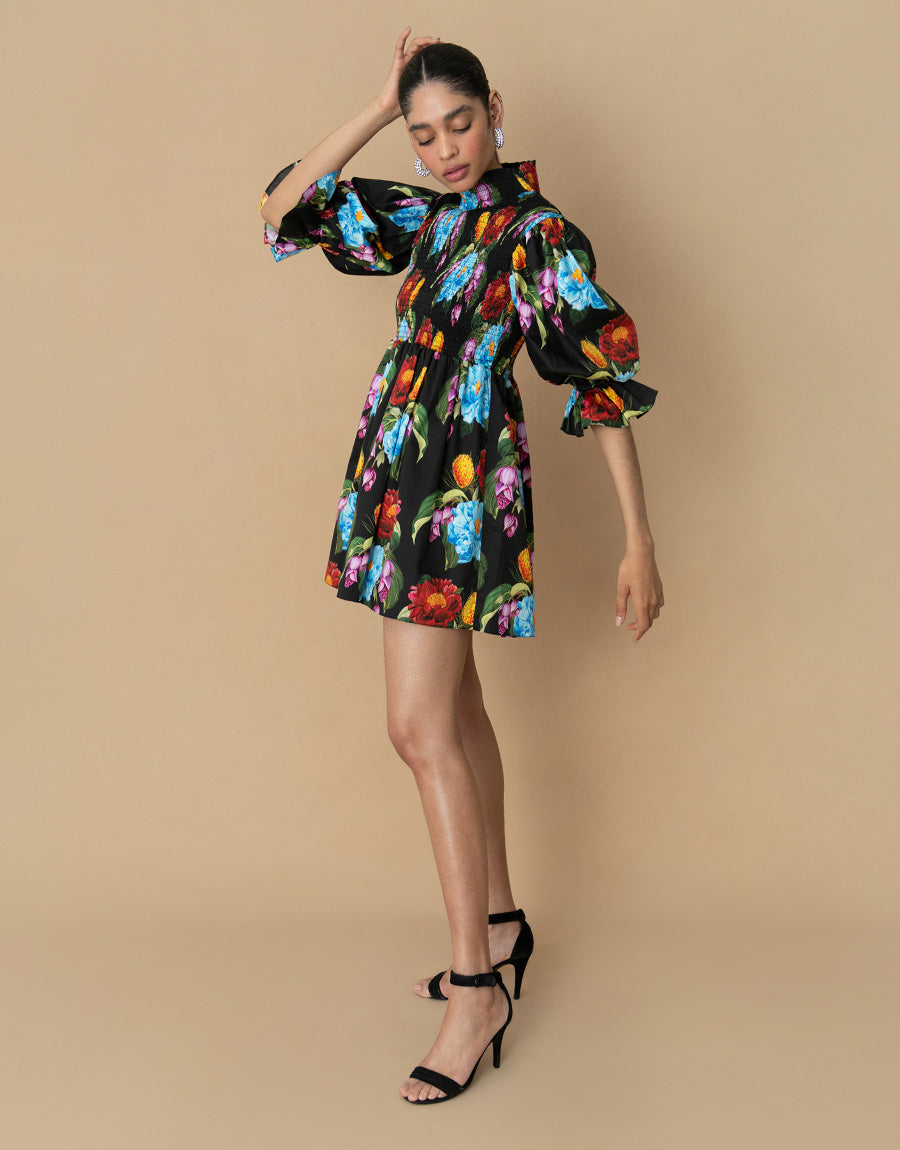 Catri Cotton Mini Dress Winter Rose Navy SALE de Nor