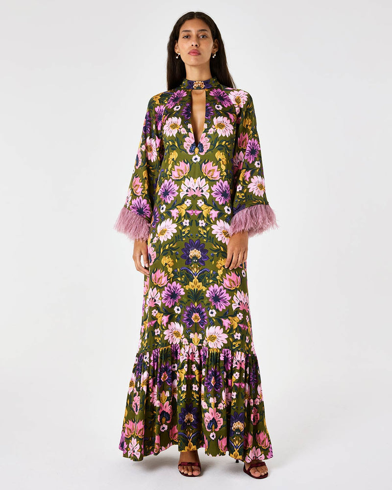 Avalon Crepe Satin Dress - Ambra Florita media 2