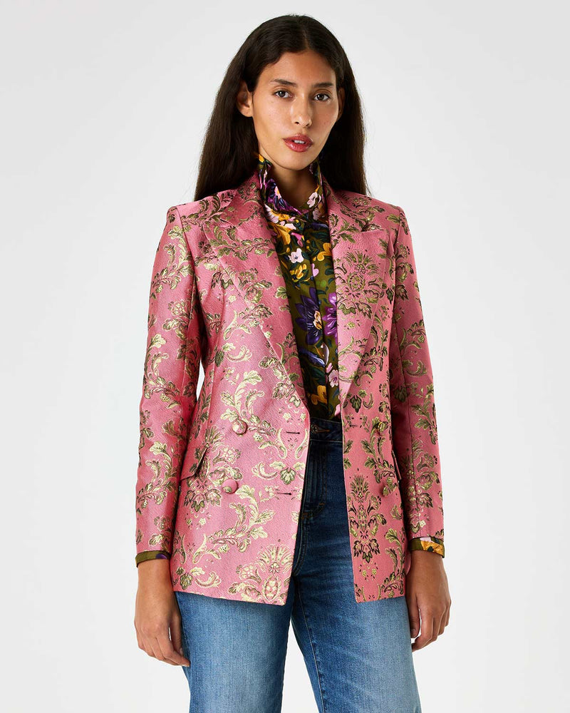 Quinn Jacquard Jacket - Pink & Gold media 5