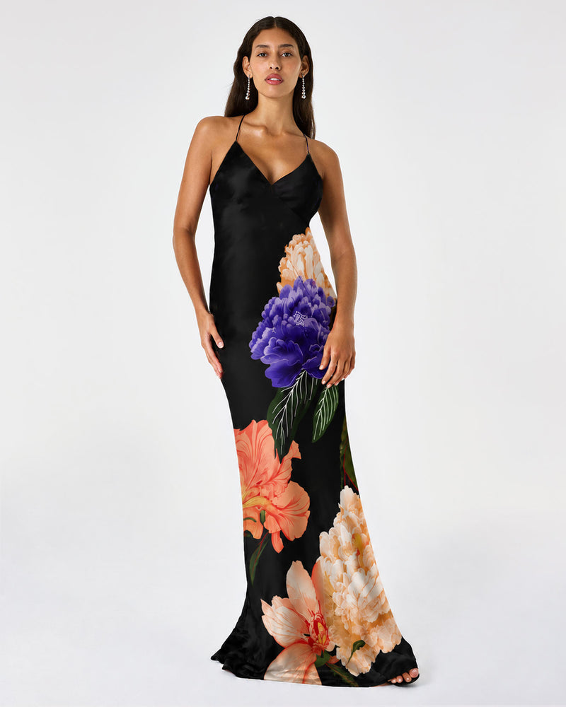 Olive Crepe Satin Dress - Majestic Black