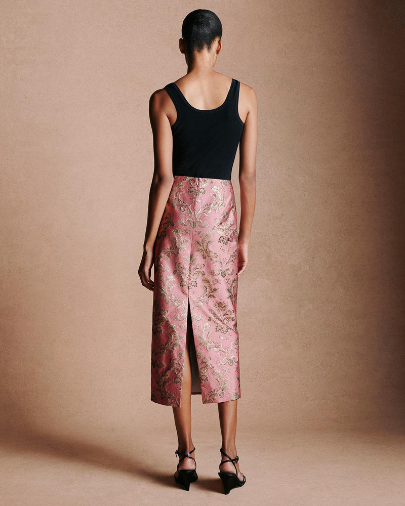 Brigitte Jacquard Skirt - Pink & Gold media 3