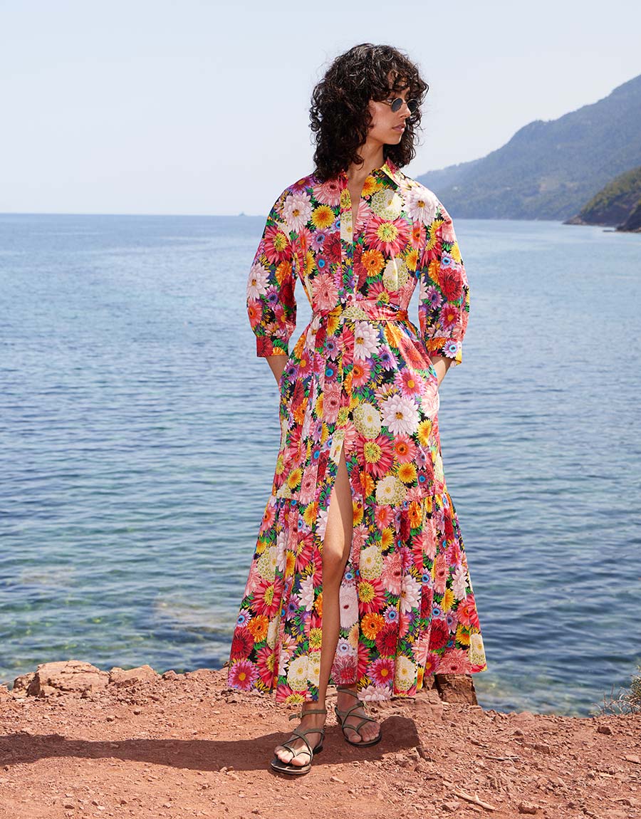Bianca Cotton Maxi Dress - Over The Rainbow Pink Borgo de Nor Bianca Cotton Maxi Dress - Over The Rainbow Pink Borgo de Nor