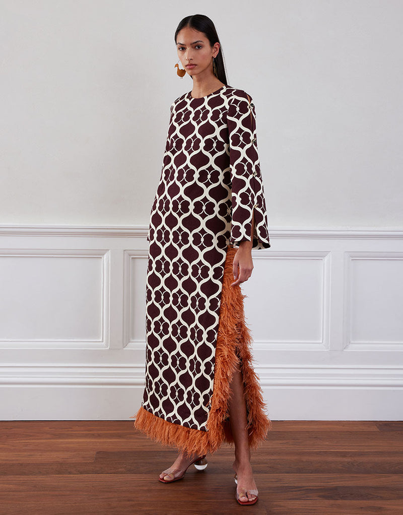 Brunetta Jacquard Maxi Dress - Loop Brown media 2