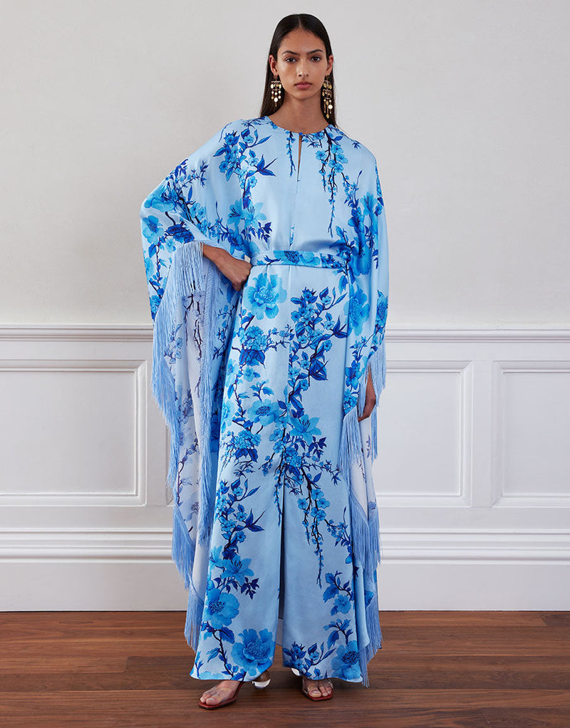 Esmeralda Crepe Maxi Dress - Cherry Blossom Blue media 2