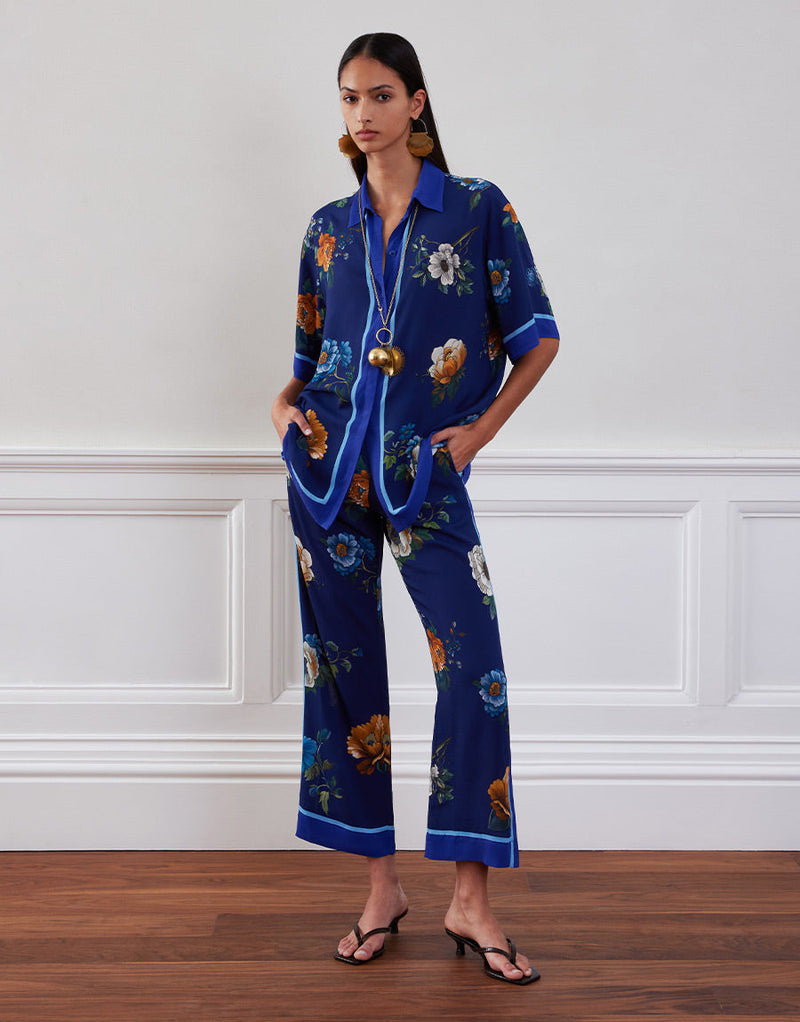 Akari Crepe Top - Magical Blossom Navy media 2