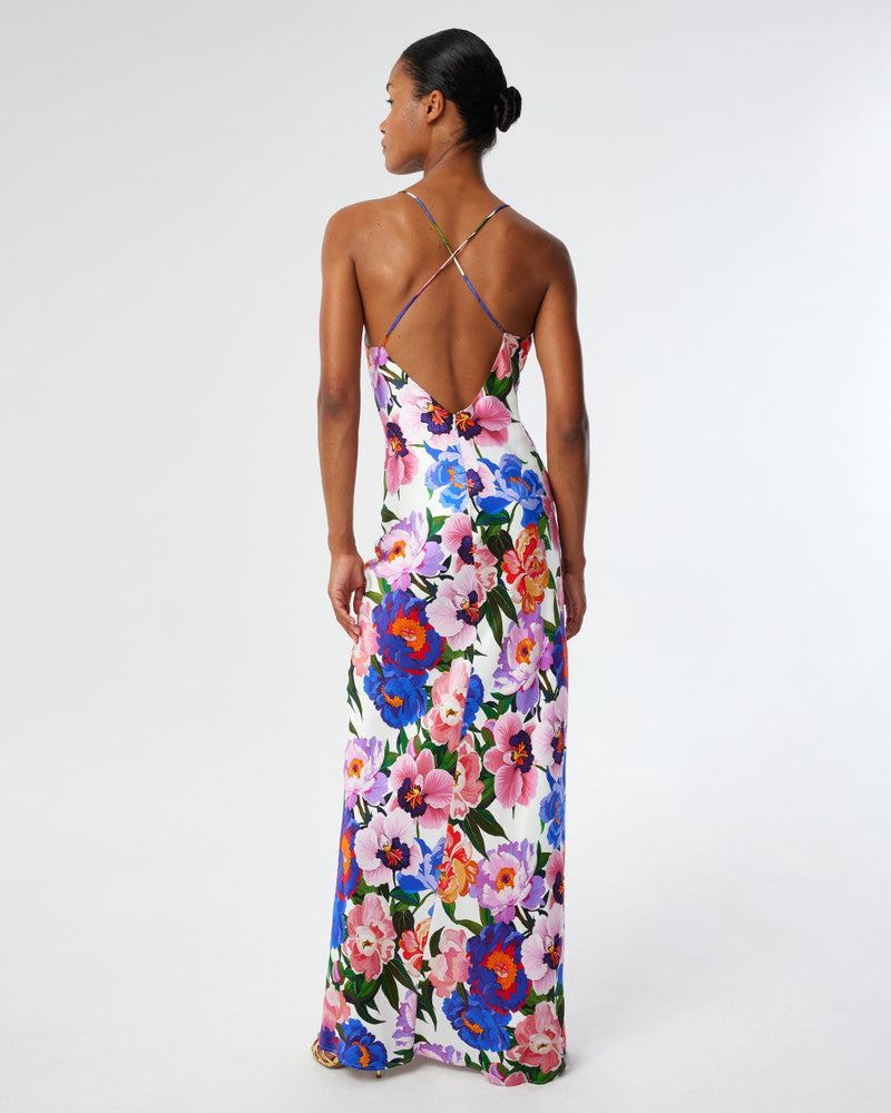 Olive Satin Maxi Dress - Floral Candy media 3