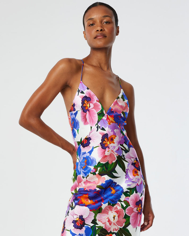 Olive Satin Maxi Dress - Floral Candy media 2