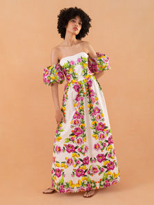 Juliet Cotton Maxi Dress - Peonia Pink