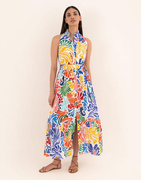 Biba multicoloured printed hot sale maxi dress