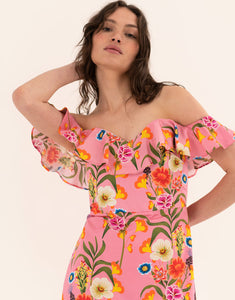 Jazella Cotton Maxi Dress - Vila Floral Pink