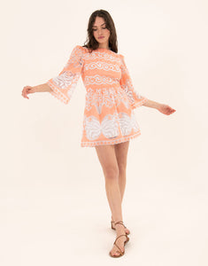 Carly Lace Mini Dress - Sunbath Coral