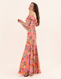 Jazella Cotton Maxi Dress - Vila Floral Pink
