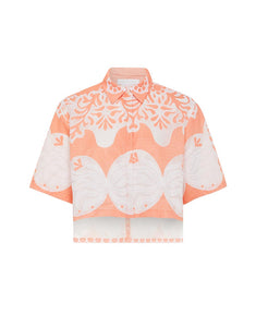 Alani Lace Cropped Shirt - Sunbath Coral