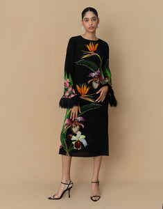 Seraphina Crepe Midi Dress - Orchid Black