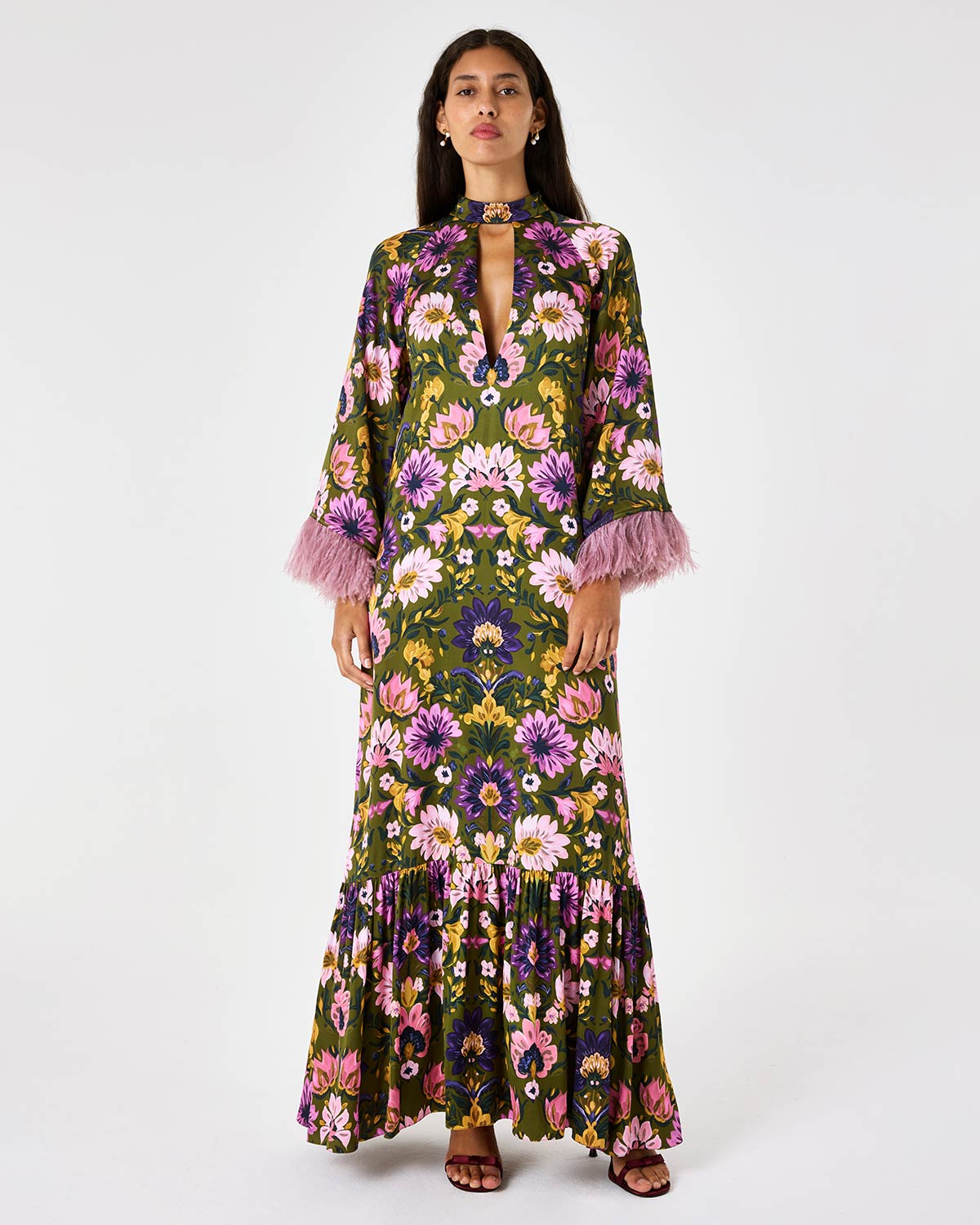 Avalon Crepe Satin Dress - Ambra Florita media 2