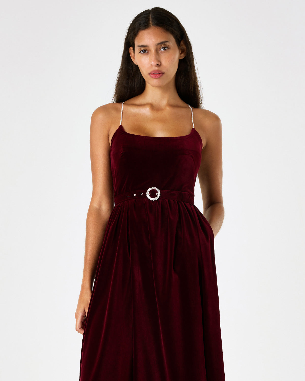 Arden Velvet Dress - Wine media 3