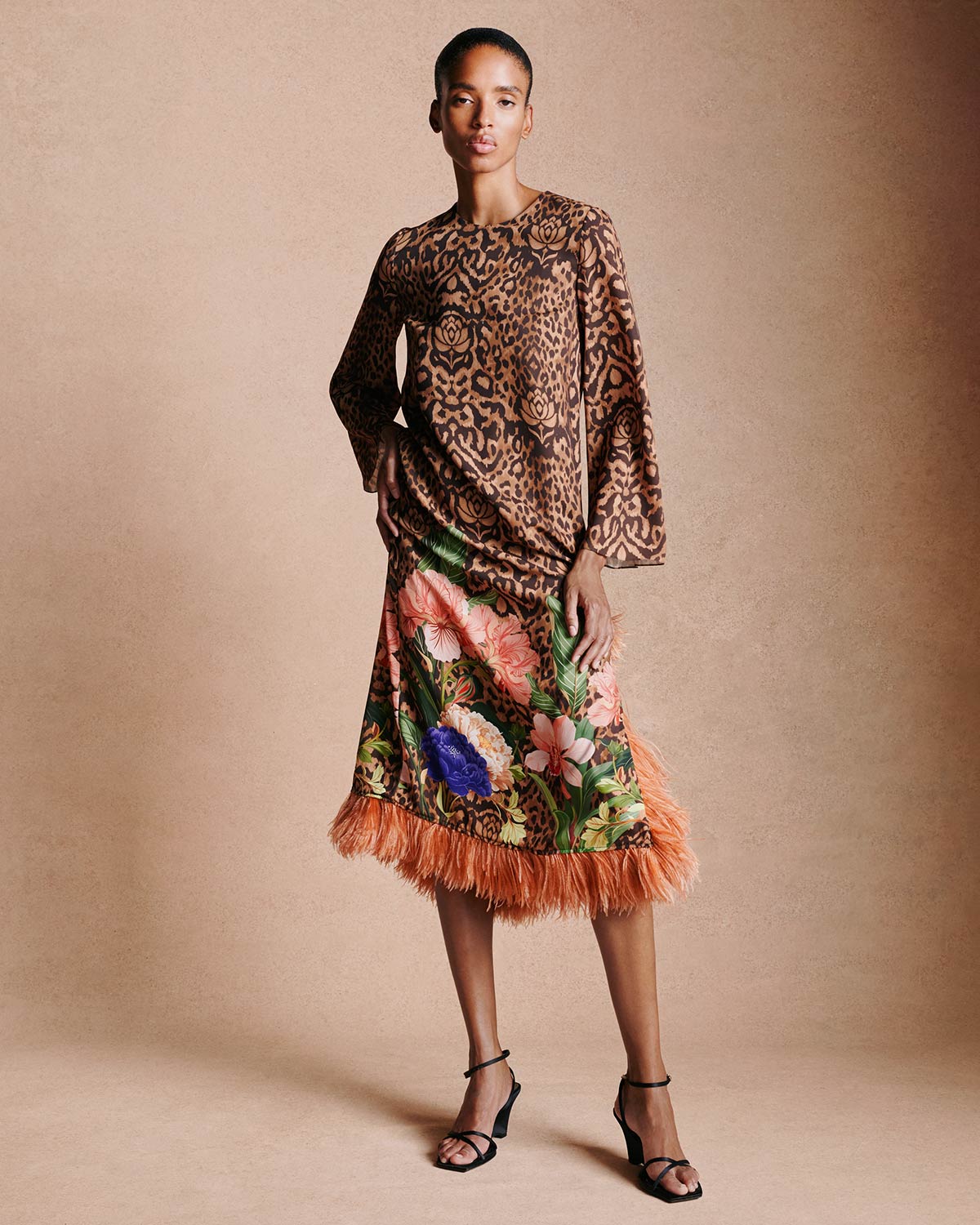 Seraphina Crepe Dress - Leopard Floral media 1