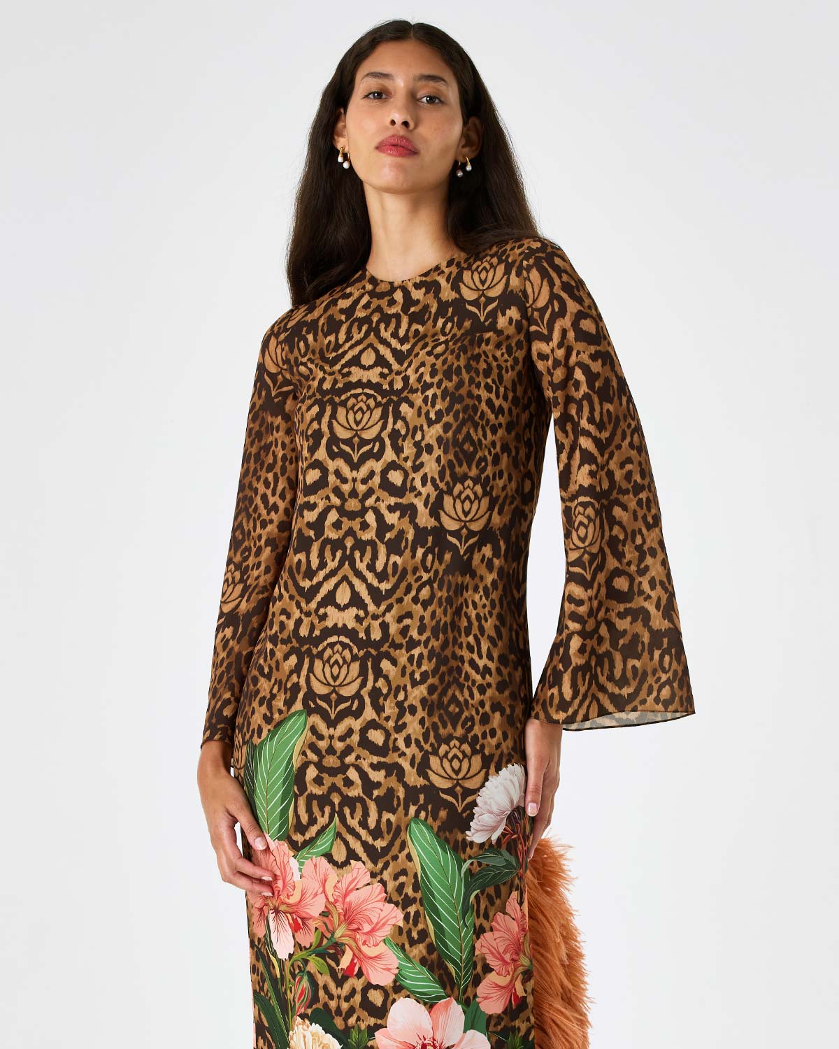 Seraphina Crepe Dress - Leopard Floral media 2