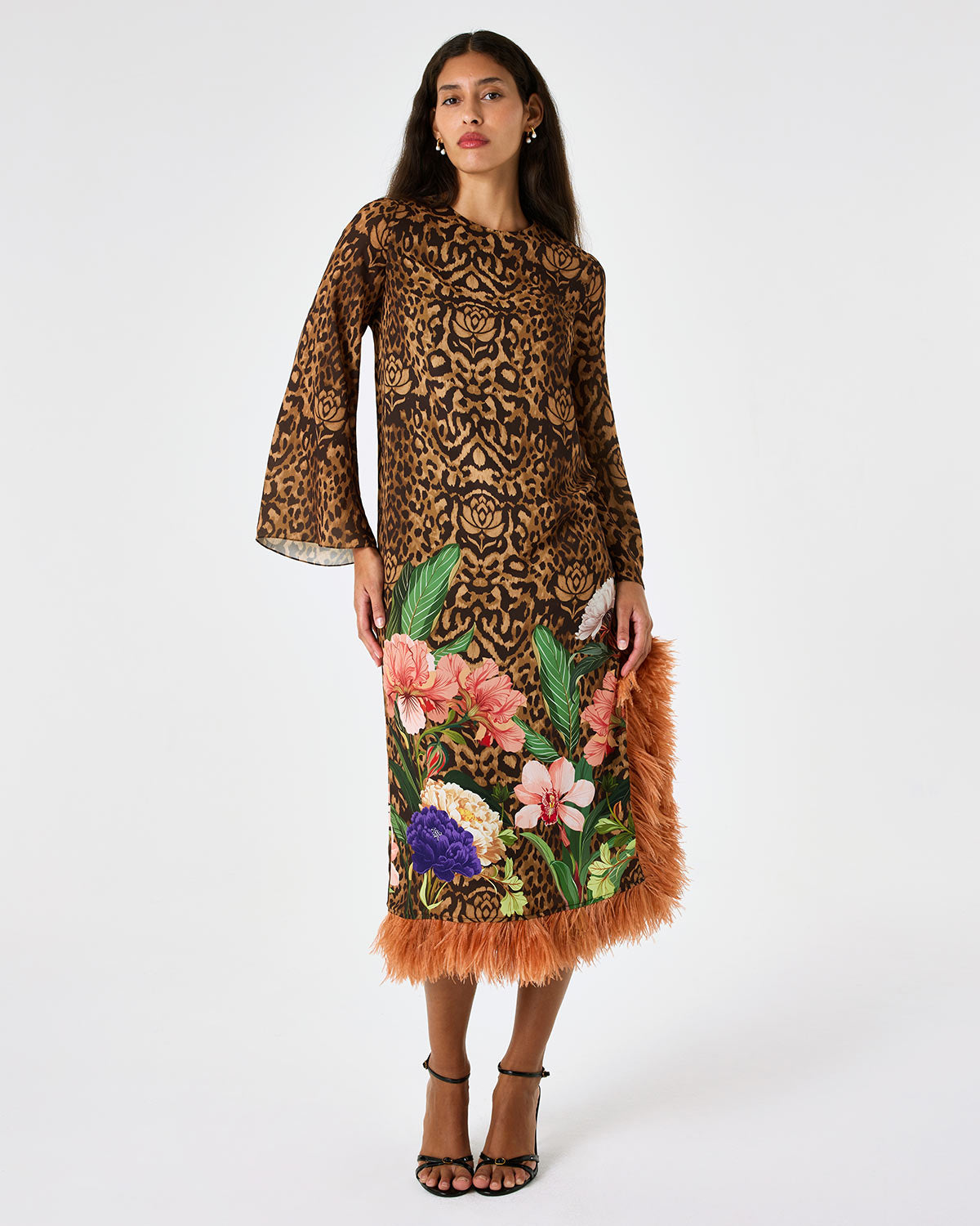 Seraphina Crepe Dress - Leopard Floral media 3
