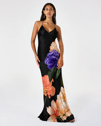 Olive Crepe Satin Dress - Majestic Black