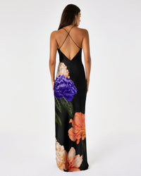 Olive Crepe Satin Dress - Majestic Black