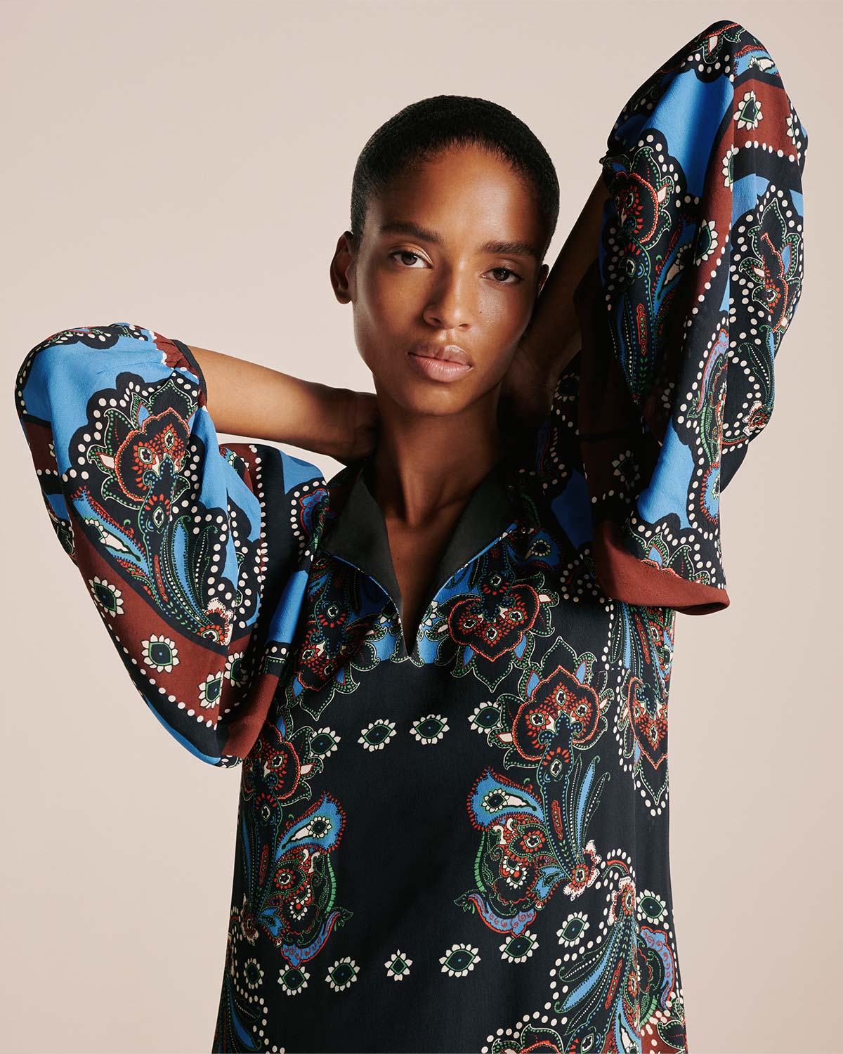 Millicent Crepe Dress - Magic Paisley Black media 6