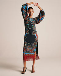 Millicent Crepe Dress - Magic Paisley Black media 1