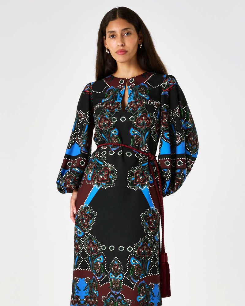 Millicent Crepe Dress - Magic Paisley Black media 2