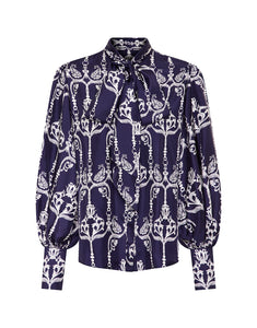 Marcel Silk Twill Shirt - Navy Rope