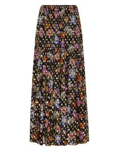 Frey Lamé Skirt - Painterly Flower