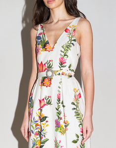 Jules Floral Jacquard Midi Dress - Sierra White
