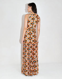 Tatiana Crepe Maxi Dress - Flower Pop Orange