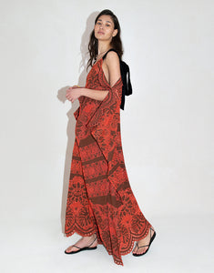 Sakura Embroidery Maxi Dress - Palm Brown