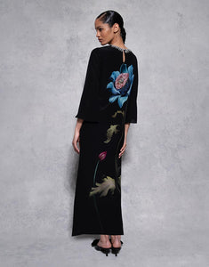 Capucine Crepe Midi Dress - Painterly Flower