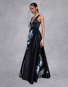 Arabella Taffeta Gown - Painterly Flower