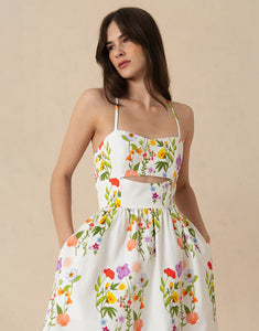 Jordan Pique Midi Dress - Terrazzo Flower White