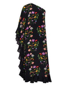 Ginger Crepe Midi Dress - Terrazo Flower Black