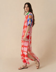Penny Linen Maxi Dress - Geo Flower Multi