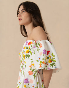 Gracie Pique Maxi Dress - Terrazzo Flower White
