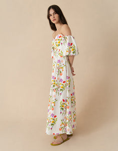 Gracie Pique Maxi Dress - Terrazzo Flower White - SALE