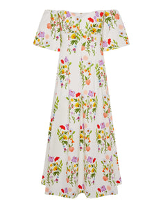 Gracie Pique Maxi Dress - Terrazzo Flower White - SALE