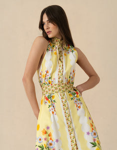Biba Cotton Maxi Dress - Terrazzo Yellow