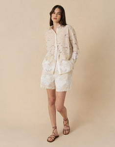Nova Raschel Shirt - Beige / White Lace