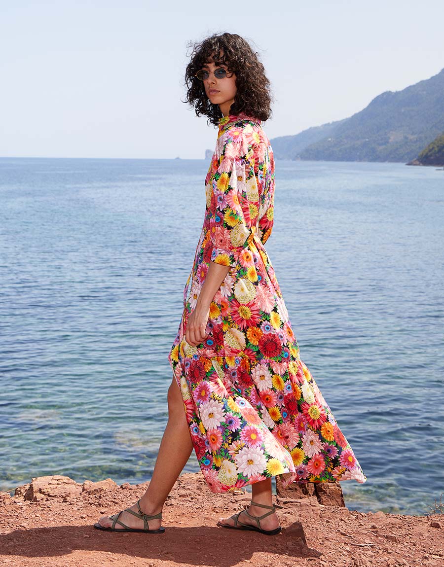cotton maxi dress floral Floral Print Cotton Maxi Dress: V Neck Boho Summer Dress