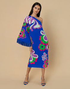 Aubrey Crepe Midi Dress - Seventies Blue