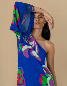 Aubrey Crepe Midi Dress - Seventies Blue