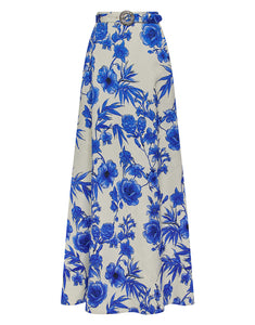 Bellamy Brocade Skirt - Antigua Blue