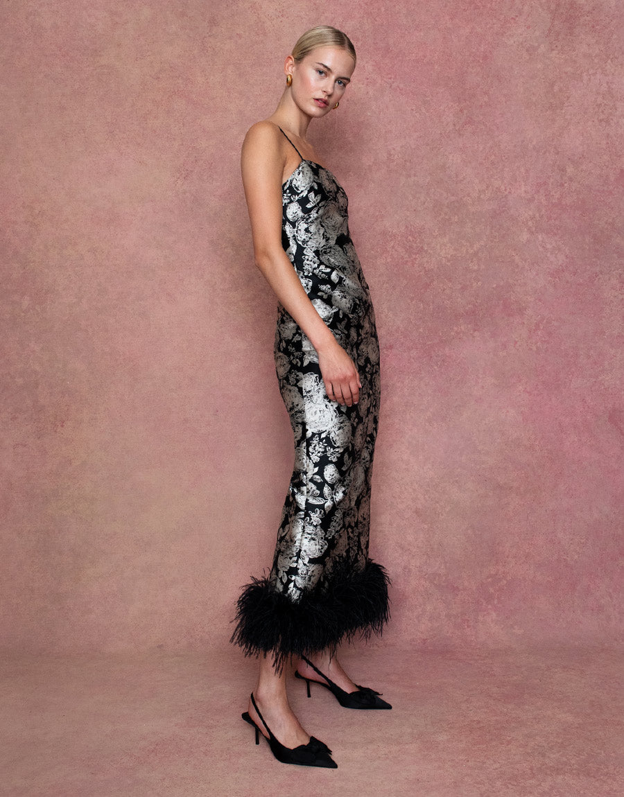 Marte Jacquard Maxi Dress - Floral Black Borgo de Nor Marte Jacquard Maxi Dress - Floral Black Borgo de Nor