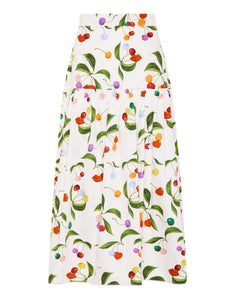 June Cotton Midi Skirt - Cherry White